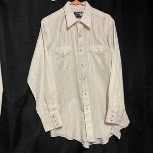Wrangler Ivory Pinstripe pearl button Shirt